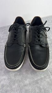 Aldo Mens Kedirwen Boat Shoes/Loafers Size 11 Black Leather/canvas Work Wear