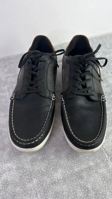 Sapatos/mocassins masculinos Aldo Kedirwen barco tamanho 11 couro preto/lona professor grunge - Imagem 1 de 4