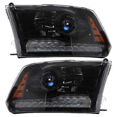 For 2013-2018 Dodge Ram 1500 2500 3500 Projector Headlights Black LED DRL Signal - Image 1 of 4