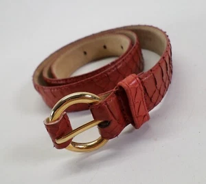 Albert Nipon Snakeskin Belt 28 M Genuine Snake Brick Red Vtg 92-200 - Picture 1 of 10