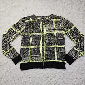 Forever 21 Sweater Womens Plaid FULL ZIP Thick Cardigan Size Small Green Black - Picture 1 of 15