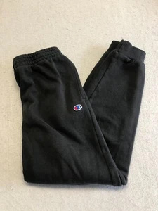 Champion Sweatpants Kids Boy's Size Large Black Logo Fleece Active/Casual Pants - Picture 1 of 5