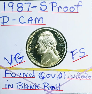 1987 S PROOF Nickel Dcam FS VG Covid Find Roll Hunting 38yrs old Look at The Gem - Image 1 of 4