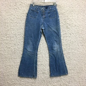 VINTAGE Limited Too Jeans 16 Girl Blue Denim Flare Button Fly Pocket Medium Wash - Picture 1 of 15