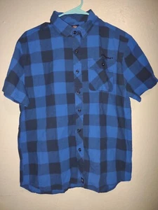 Boy's Dickies  Blue/Black Plaid Button Up Short Sleeve Size:XL (18) - Picture 1 of 4