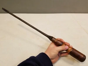 Large 22" Antique Forged Iron Cabinet Makers Screwdriver, Wooden Handle Unmarked - Picture 1 of 12