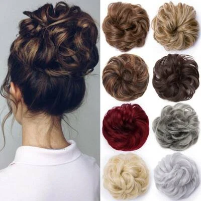 Natural Curly Messy Bun Hair Piece Scrunchie Updo Hair Extensions Real as Human - Image 1 of 4