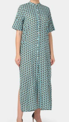 Vestido de Encubrimiento Diane Von Furstenberg DVF x Onia Turquesa Renee Algodón Playa Foto 1 de 4