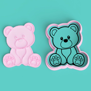 Teddy bear Cookie Cutter & Stamp Embosser Set baby shower