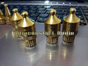 4x hifi Solid Brass housing Speaker Spike spikes Stand Feet 33mm height - Picture 1 of 8