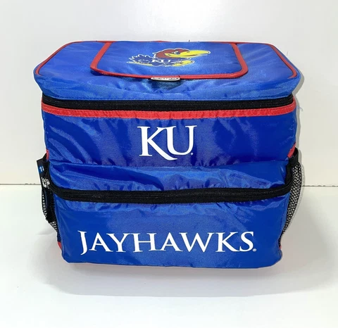 NCAA Kansas Jayhawks Soft Sided Cooler 18-Can + Ice Cooler  With Hardliner Cover