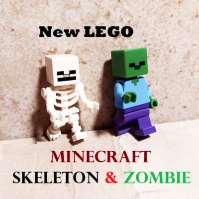 Nuevo Minecraft Zombie Skeleton Set Lote de 2 Minifiguras LEGO Marca Halloween Deco Foto 1 de 2