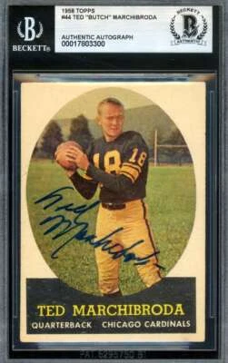 Ted Butch Marchibroda Beckett BAS Signed 1958 Topps Autograph - Image 1 of 2