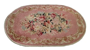 VTG Karastan Decorette Wool Rug Pink French Floral Cottage Small Accent Rug READ - Picture 1 of 14