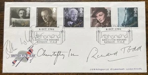 MOVIE GREATS Multiple signed rare 1985 Films FDC CHRISTOPHER LEE RICHARD TODD - Picture 1 of 1