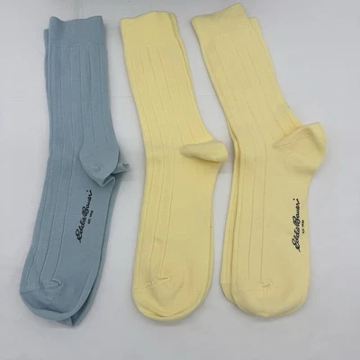 Eddie Bauer США унисекс ворота загрузки носки размер M-LG новый без ЯРЛЫКОВ желтый синий (3 пары) - Изображение 1 из 4
