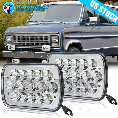 Se adapta a Ford E-350 E-450 Super Par Negro 5X7" 7x6" Faros LED haz alto-bajo Foto 1 de 4