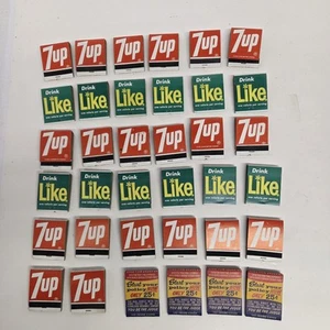 Vintage Like & 7up Soda Unstruck Matchbook Lot of 32, 4 Bonus Insurance Books - Picture 1 of 5