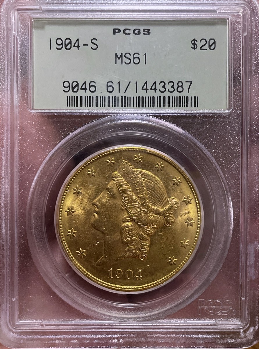 19世紀 フランス製 ジェトン MS 61 MS 61 Graded 1904 Year Double Eagle 20 US Gold Coins Pre