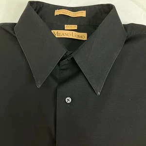 Camisa Milano Uomo Para Hombres Negra Botón Dn Larga Slv 16.5 34/35 - Imagen 1 de 4