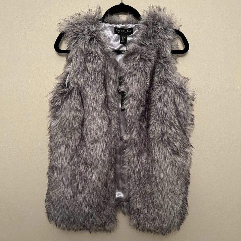 Chaleco de piel sintética Rachel Zoe gris para mujer talla pequeña NUEVO con etiquetas elegante Foto 1 de 4