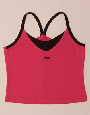 Top camisero corto para mujer ASICS Reino Unido 12 algodón rosa medio HT05 Foto 1 de 4