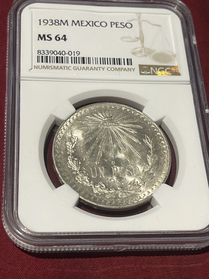 1938 MEXICO SILVER 1 PESO NGC MS 64💎 Lustrous Gorgeous COIN - Image 1 of 4