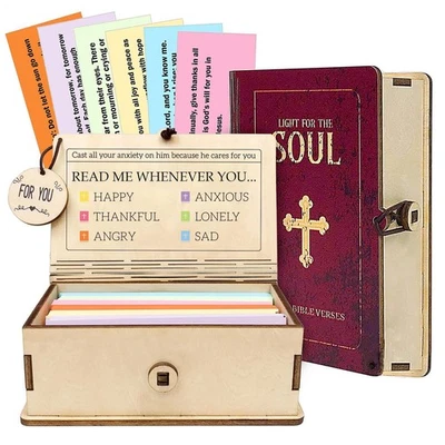 Daily Bible Verse Box Wooden Inspirational Home Decor Bible Verses Prayer Boxes