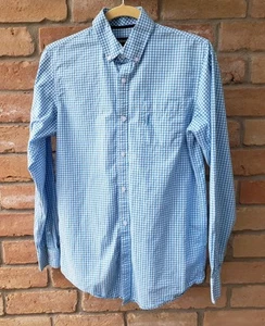 Johnnie O Boys Blue White Check Gingham Button Down Shirt Youth Sz 16 Pocket L/S - Picture 1 of 10