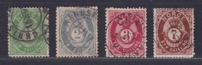 Norway Scott 16\21 Used 1872-1875 Crown/Post Horn Skilling Values SCV $209.50 - Image 1 of 2