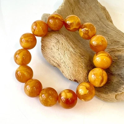 Pulsera Ámbar Tigre Cuentas Naranja, Ámbar Báltico Calidad Premium Foto 1 de 4