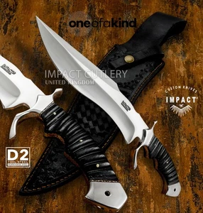 IMPACT CUTLERY RARE CUSTOM D2 FULL TANG BOWIE KNIFE MICARTA HANDLE - Picture 1 of 13