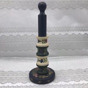 Vtg Paper Towel Holder With 4 Napkins Rings Hand Painted - Picture 1 of 8