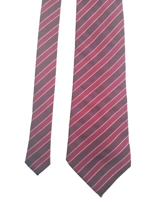 GIORGIO ARMANI 100% Silk Necktie Itay Designer STRIPED Red/Brown/Tan TIE - Image 1 of 4