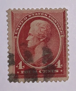 TRAVELSTAMPS: 1888 US Stamps Scott # 215, Used, No Gum, 4 cents, Jackson - Picture 1 of 5