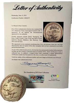 1971 Minnesota Twins Team Signed Baseball,Killebrew,Oliva,PSA/DNA 27 Autos,(B35) - Image 1 of 4