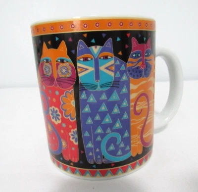 Taza de café Design Studio Inc. Laurel Burch 1995 "Felinos fantásticos" gato Foto 1 de 4