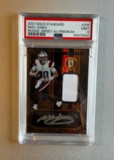 2021 Panini Gold Standard Mac Jones RC RPA Rookie Auto # /22 Patriots PSA 9