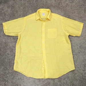 Vintage Brooks Brothers Shirt Mens Extra Large Yellow Linen 346 Coastal Vacation - Picture 1 of 9