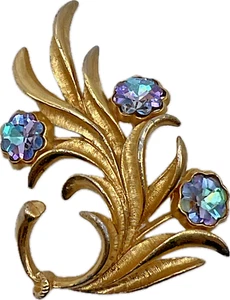 Spilla floreale strass eliotropio margarita firmata sfinge 9883 bigiotteria costume - Foto 1 di 9