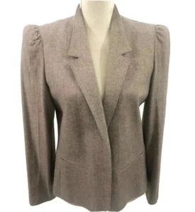 Vintage 80er Peabody House hellbraun Wollmischung Puffärmel offen Blazer Gr. 13/14 Vintage - Bild 1 von 8