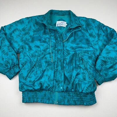 Chaqueta de Colección Años 90 Rainbow West Para Mujer Pequeña Verde Azulado Manga AOP Cremallera Completa Foto 1 de 4