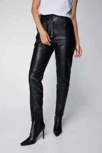 Pantalones Nasty Gal para mujer frente dividido imitación cuero EE. UU. 4 carreras grandes nuevos con etiquetas - Imagen 1 de 4