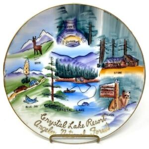 Beautiful Crystal Lake Resort Angeles National Forest 7 1/2” Souvenir Plate.