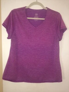 Athletic womens striped T shirt short sleeve polyester size XL (16-18) - Picture 1 of 4