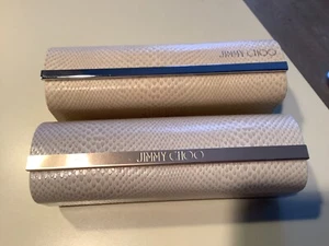 Jimmy Choo Hard Eyeglass Case Faux Beige & Ivory Snakeskin Standard Size Lot 2 - Picture 1 of 4