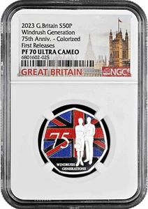 Great Britain 50 pence 2023, NGC PF70 UC, "Windrush Generations, Colored" - Picture 1 of 2