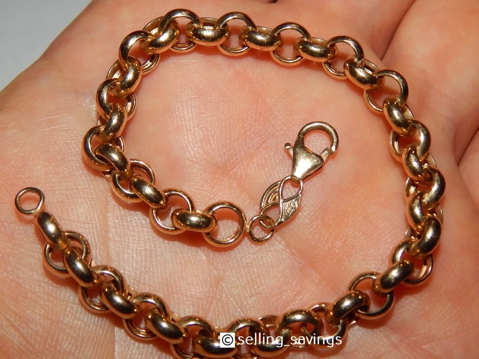 BRAZALETE ESLABÓN ROLO ITALIANO ORO AMARILLO 14K ORO ETERNO 7 MM ANCHO 8 PULGADAS - 8,5 GRAMOS Foto 1 de 4