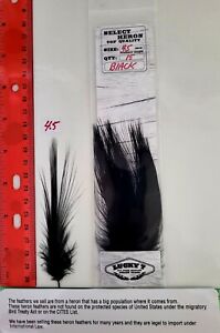 LUCKY7 Select  " Heron " Qty: 15  "  Black  "  ( 4.5"  Inch long Feathers )