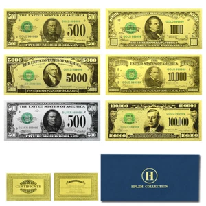 6pcs in Envelope US Dollars Gold/Silver Foil Banknotes Plastic Crafts Money Set - Picture 1 of 8